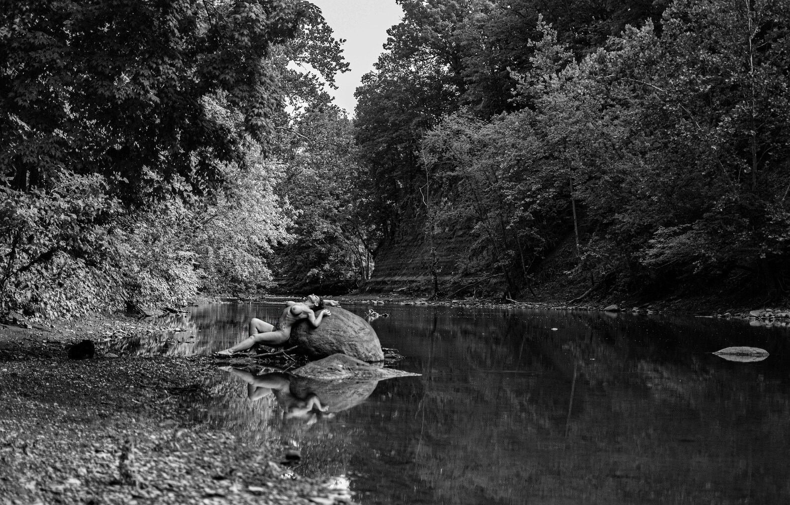 Nude by the River Original Black & White Photograph Digital Download