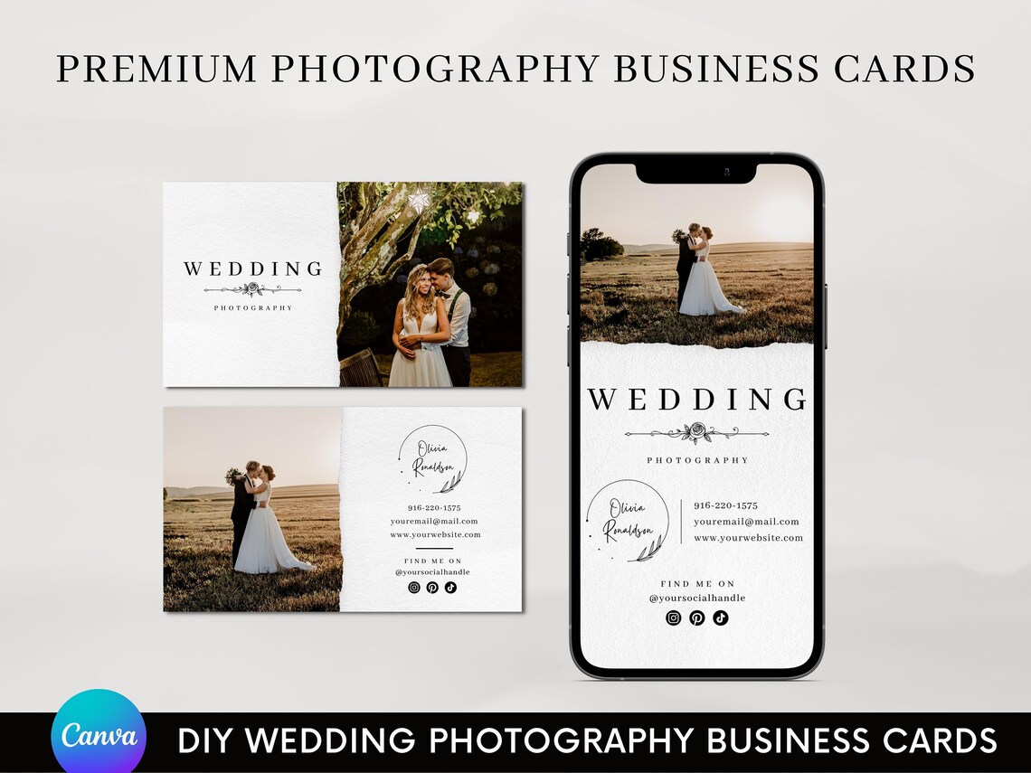 Wedding Photography Business Cards Editable Photographer Etsy