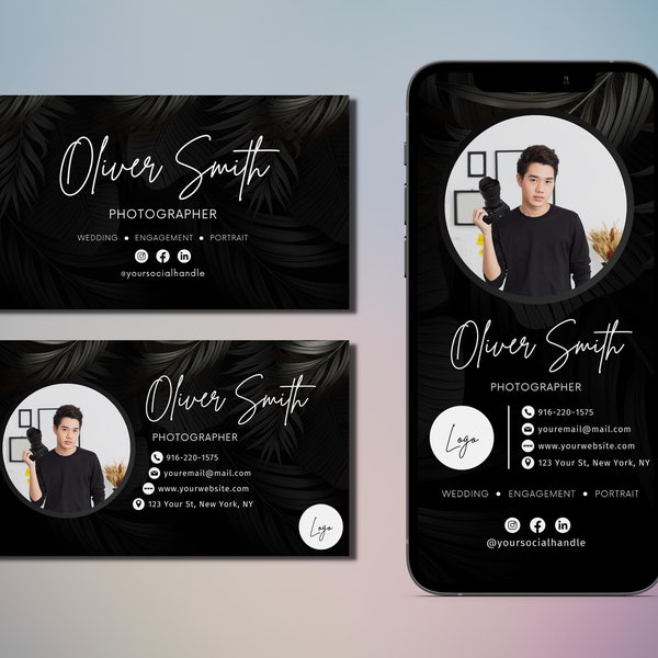 Photographer Business Card Bundle | Photography Digital Business Card Template | Small Business Card | Entrepreneur | Canva Template