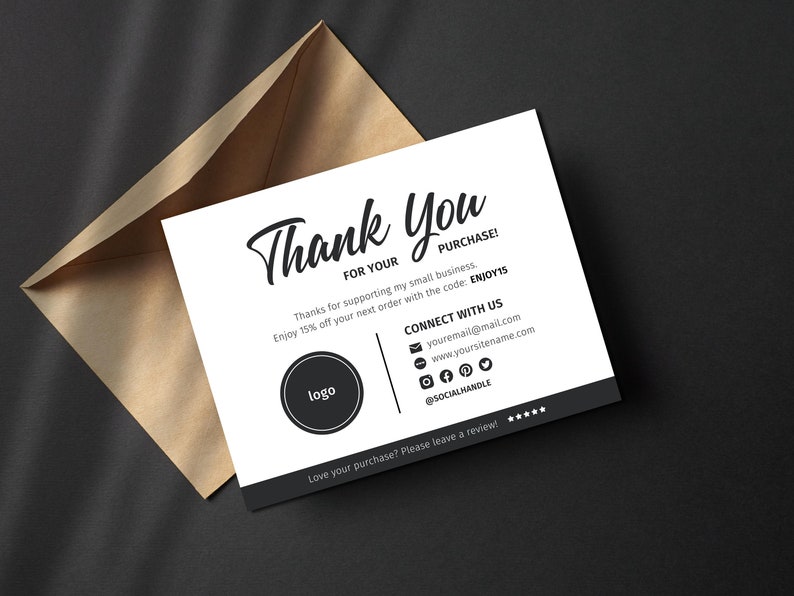 Thank You Cards Business Printable Thank You Card Template - Etsy