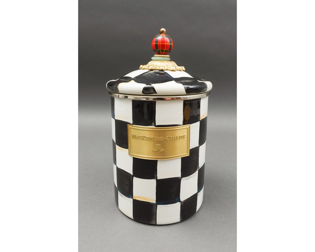 Mackenzie Childs Courtly Check Enamel Large Lidded Jar - Etsy