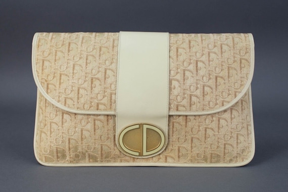 Christian Dior Vintage Monogram Canvas Fold Over Clutch Bag 