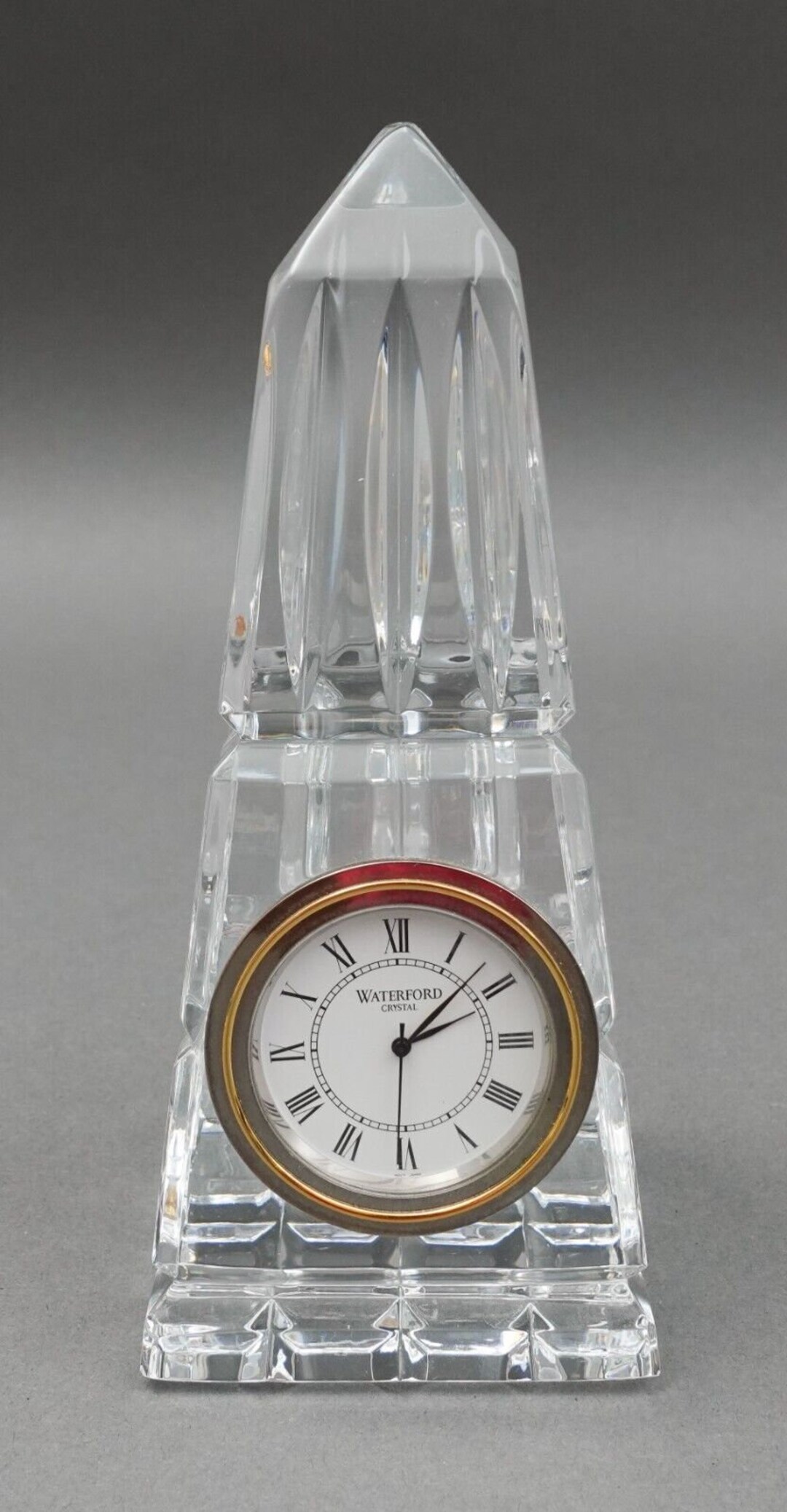 Waterford Crystal Ireland Obelisk Pyramid Glass Desk Clock 5 Etsy
