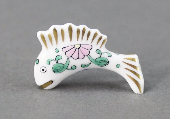 Herend Figurine Miniature Fish Siang Blanc SBC Collection Etsy