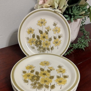 Vintage Spring Garden Japan Stoneware Small Plates, set of 4