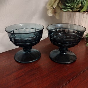 Vintage Colony/Indiana Glass Riviera Blue Whitehall Champagne Glass or Dessert Dish, set of 2