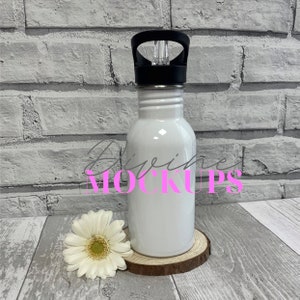 Children&#39;s water bottle mockup - Metal water bottle mockup - Digital download JPG - Aluminium bottle photography
