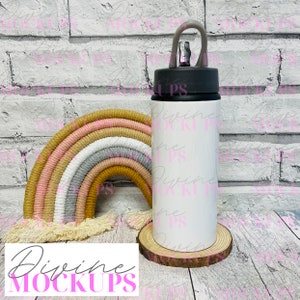 Children&#39;s water bottle mockup - Metal water bottle mockup - Digital download JPG - Aluminium bottle photography