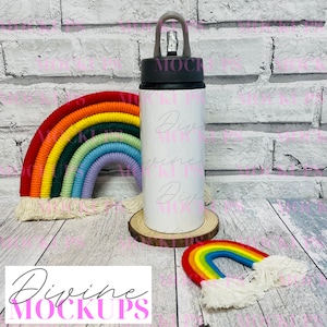 Children&#39;s water bottle mockup - Metal water bottle mockup - Digital download JPG - Aluminium bottle photography