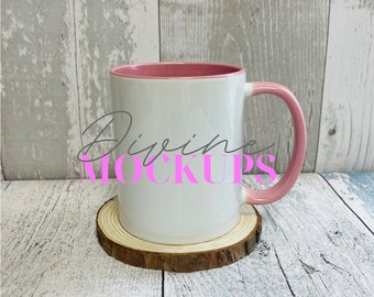 Coloured cup mockup bundle 1 - coffee mugs coloured handle - Digital download JPG - 11oz ceramic cup photography