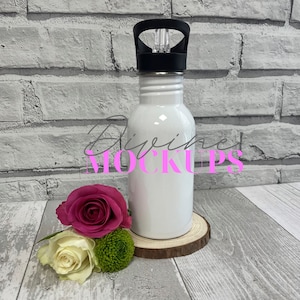 Children&#39;s water bottle mockup - Metal water bottle mockup - Digital download JPG - Aluminium bottle photography