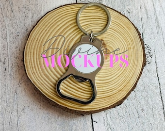 Maquete de chaveiro de abridor de garrafas - Abridor de garrafas de metal - Download digital JPG - Maquete de fotografia de abridor de garrafas