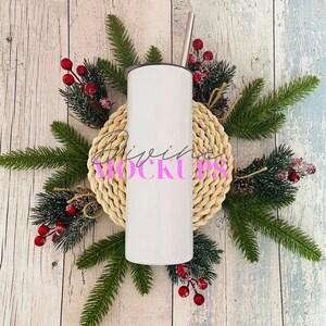 Christmas Skinny tumbler mockup - Christmas Insulated tumbler - Digital download JPG - 20oz tumbler photography