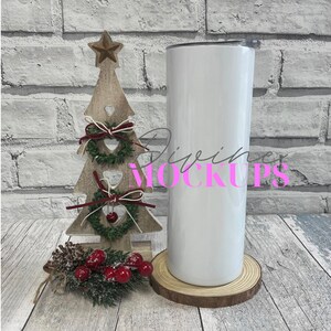 Christmas Skinny tumbler mockup - Christmas Insulated tumbler - Digital download JPG - 20oz tumbler photography