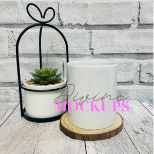 Pen pot makeup brush mockup - Sublimation makeup brush holder mock - Digital download JPG - Ceramic pot mock photography