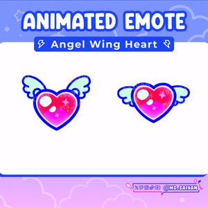 Animated Heart Emote for Twitch, YouTube, Discord | Cute animated heart emote with angel wings