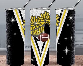 Cuptify Cheer Mom Tumbler - Laser Engraved 20oz Insulated Stainless Steel Cup With Lid & Straw