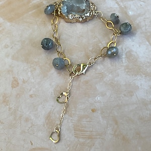 Crystal & Labradorite 14K gold filled bracelet with extender and hearts