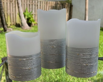 Flickering LED Candle Set,Flameless Candles, Led Flameless Candles,Decorative,Real Beeswax Candle, Battery Powered, Set of 3(H 4"5"6" x D3")