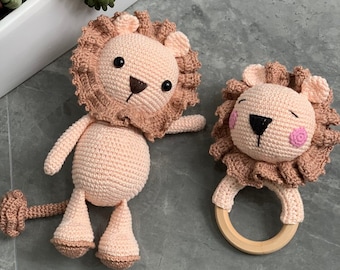 Amigurumi Doll For Sale, Crochet Baby and Rattle Set (2 Items)  newborn crochet Lion set,  Amigurumi Lion, Crochet Lion, Best sellers