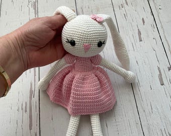 Crochet Bunny Doll: Handmade Cotton Amigurumi Rabbit, Long Ears