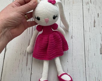 Crochet Bunny Doll: Handmade Cotton Amigurumi Rabbit, Long Ears
