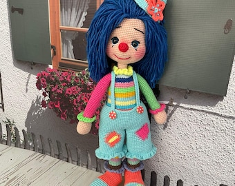 Crochet Clown Doll: Handmade Cotton Amigurumi (16.53 inches)