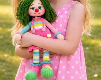 Crochet Clown Doll: Handmade Cotton Amigurumi (15.75 inches)