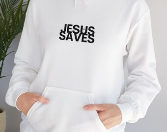 Jesus Saves Embroidery Hoodie: Christian Faith Apparel