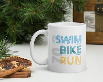 Tazas para triatleta, regalos para triatleta. Carrera en bicicleta de natación, 70.3