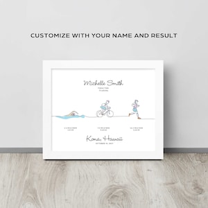 Personalized with your race result. 10x8 Triathlon Print or 8x10 Bike Poster, Marathon Poster, Swim Poster