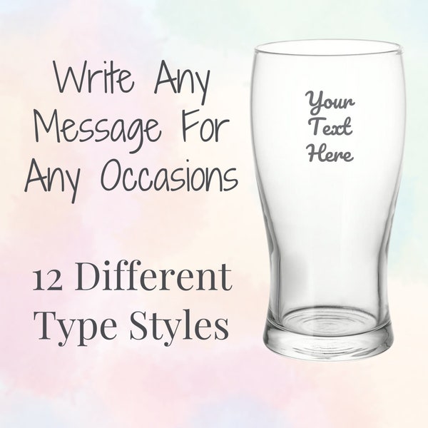 Personalised Beer Pint Glass Engraved Any Message/Text Any Occasions Birthday Wedding Gift for him / Gift for her