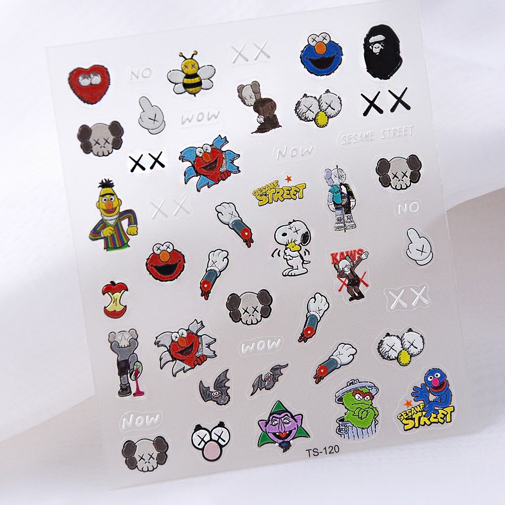 Kaws Nail Stickers. Kaws Nail Decals. Kaws Nails. Kaws Seasame Etsy