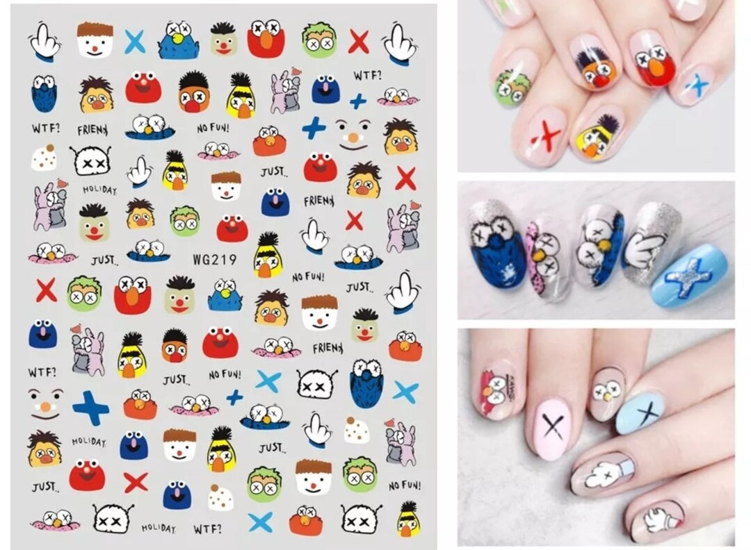 Kaws Nail Decals. KAWS Nail Stickers. Designer Nail Decal. Etsy