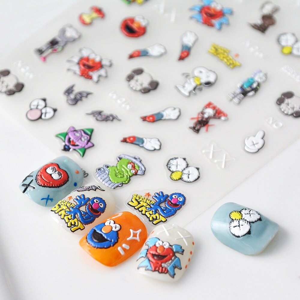 Kaws Nail Stickers. Kaws Nail Decals. Kaws Nails. Kaws Seasame Etsy