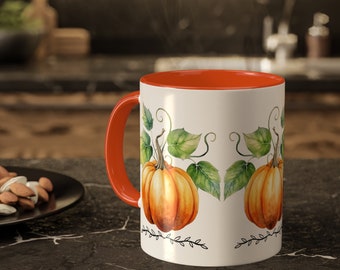 Pumpkin On The Vine Coffee Mug, Fall Season Coffee Mug, Pumpkin Spice Coffee Lover Gift