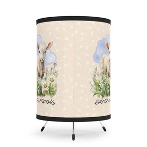 Little Lamb Childs Room Desktop Lamp, Farm Animal Tripod Base Lamp, Baby Shower Gift Idea, Babies Room Decor image 3