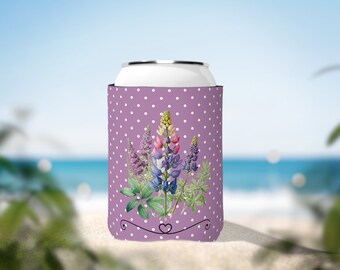 Pretty Floral Can Cozy, Wedding Party Favor, Guest Memento, Soda Can Sleeve, Bridal Party Gift Idea