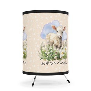 Little Lamb Childs Room Desktop Lamp, Farm Animal Tripod Base Lamp, Baby Shower Gift Idea, Babies Room Decor image 4