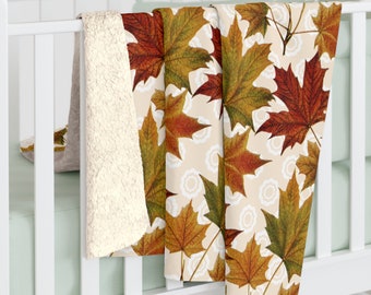 Cozy Lightweight Fleece Throw Blanket with Rustic Fall Leaves, Autumn Home Decor Throw Blanket, Fall Housewarming Gift Idea