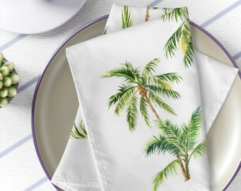 Palm Tree Cloth Napkins Set of 4, Palm Tree Table Top Decor, Tropical Napkins, Beachy Fabric Napkins, Washable Material Napkins