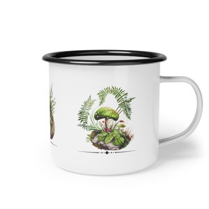 Mushrooms And Ferns Enamel Camping Cup, Nature Inspired Metal OutDoor Cup, Outdoorsman Gift, Nature Lover Gift image 4