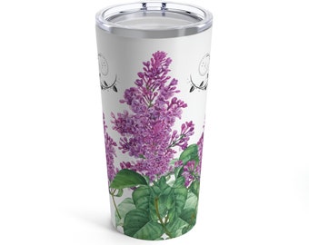 Lilacs Drink Tumbler - Floral Tumbler - Purple Flower Tumbler - Garden Tumbler - Lilac Bush Tumbler - Nature Lover Gift - Gardener Gift