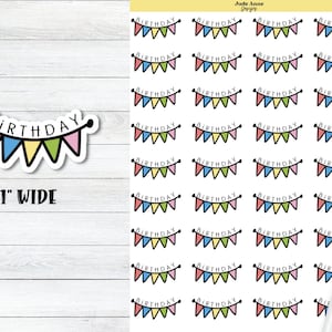 Birthday Banner Planner Stickers, Birthday Reminders, Cute Planner Stickers, Birthday Reminder Icons for Planners, Birthday Date Reminders