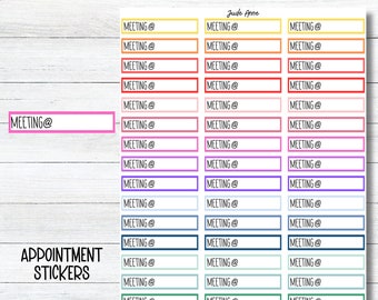 Meeting Reminder Planner Stickers, Planner Stickers, Functional Stickers, Appointment Label, Labels for Calendars