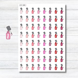 Pu&ograve; includere: Un foglio di 60 adesivi a forma di flacone di smalto per unghie in varie tonalit&agrave; di rosa, rosso e marrone. Gli adesivi sono progettati per assomigliare a flaconi di smalto per unghie con un pennello e la parola "Mani" sull'etichetta.