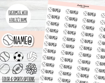 Etiquetas con nombres para deportes / Pegatinas personalizadas para calendarios deportivos / Pegatinas personalizadas con nombres para deportes