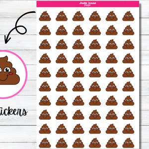 Poop Emoji Stickers, Poop Planner Sticker sheet, Bowel Movement Tracker, Functional Sticker image 1