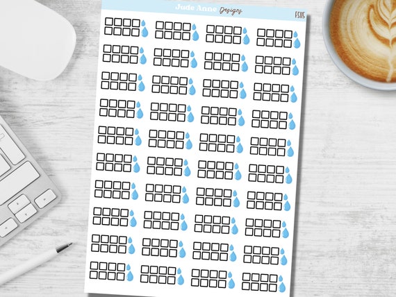 Water Intake Planner Stickers | Daily Water Tracker Stickers for Planners | Cute Planner Stickers | Functional Stickers