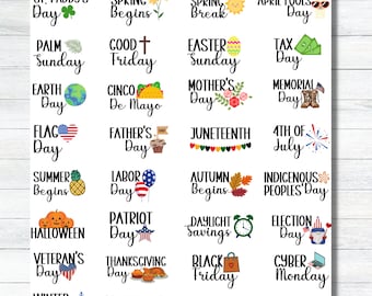 July Holiday Stickers – Free Printable Planner Stickers – PlannerProblem